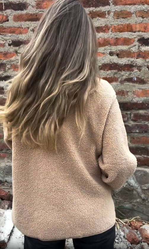 Teddy Coat with Asymmetric Buttons