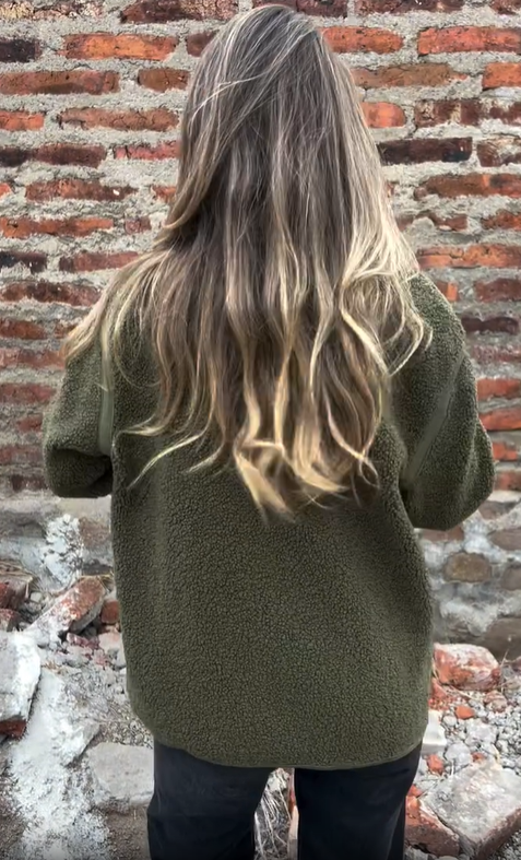 Teddy Coat with Asymmetric Buttons