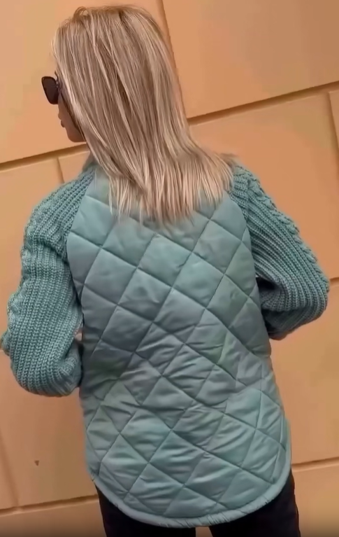 Knit Patchwork Puffer Jacket