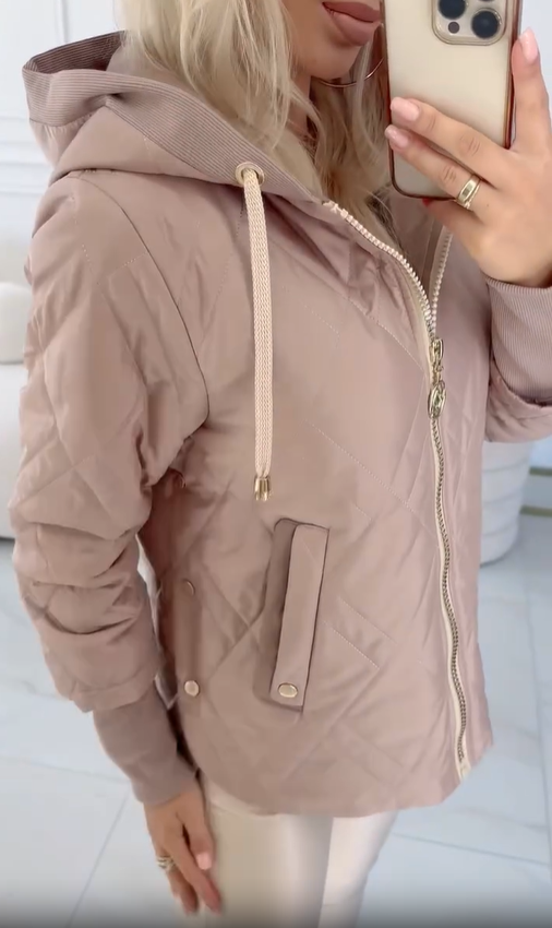 Quilted Zipper-Front Down Jacket