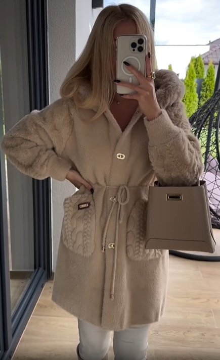 Faux Fur Hooded Coat