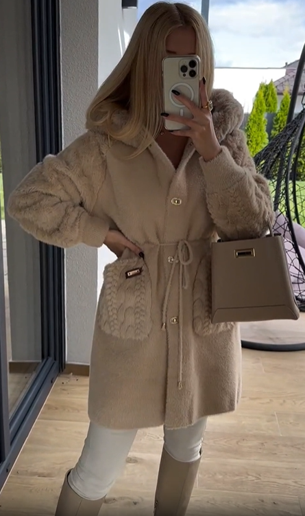 Faux Fur Hooded Coat