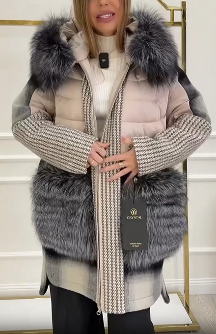 Checkered Wool Blend Coat