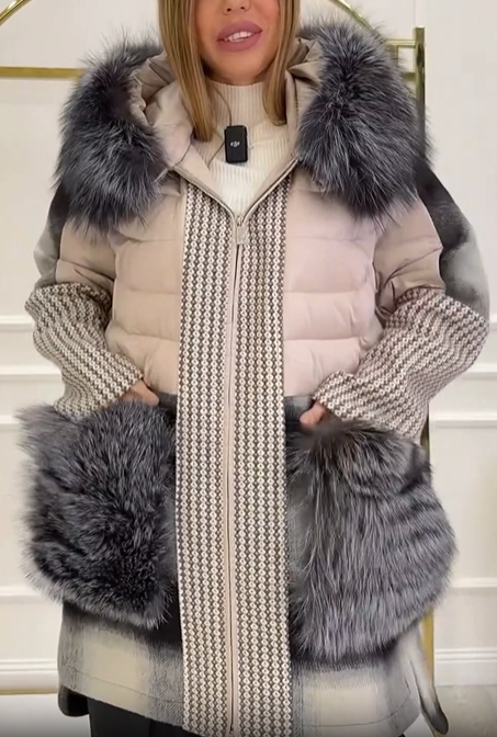 Checkered Wool Blend Coat