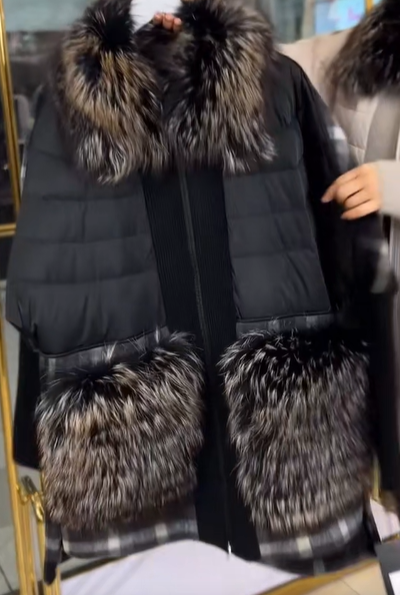 Checkered Wool Blend Coat