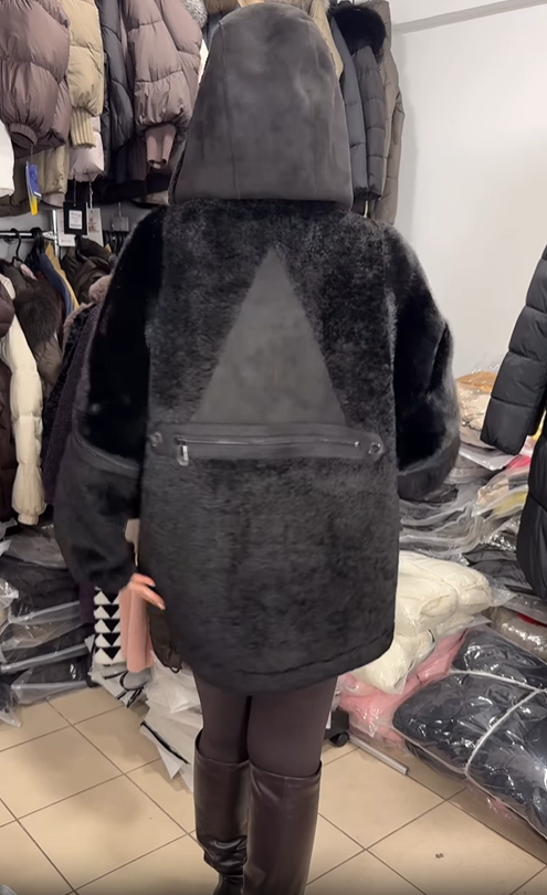 Faux Fur Hooded Jacket with Textured Details