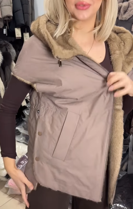 Reversible Faux Fur and Nylon Vest