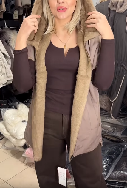 Reversible Faux Fur and Nylon Vest