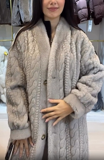 Faux Fur Coat with Textured Design