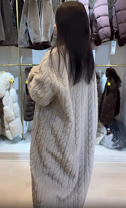 Faux Fur Coat with Textured Design