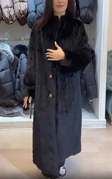 Faux Fur Coat with Textured Design