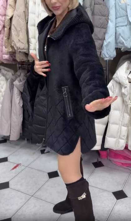 Black Reversible Shearling - Style Coat