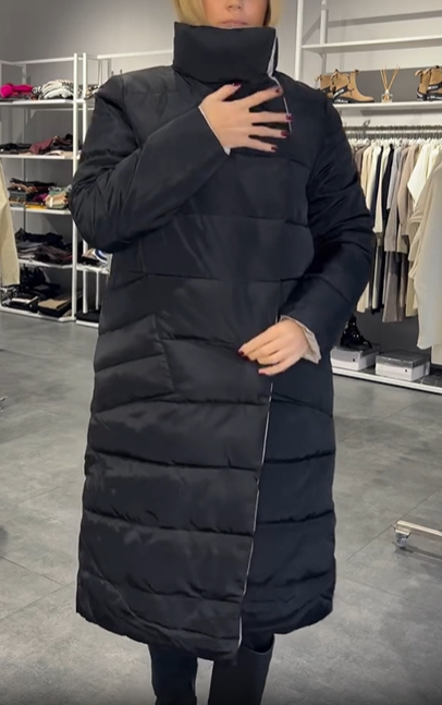 Black Reversible Double-Breasted Long Down Jacket