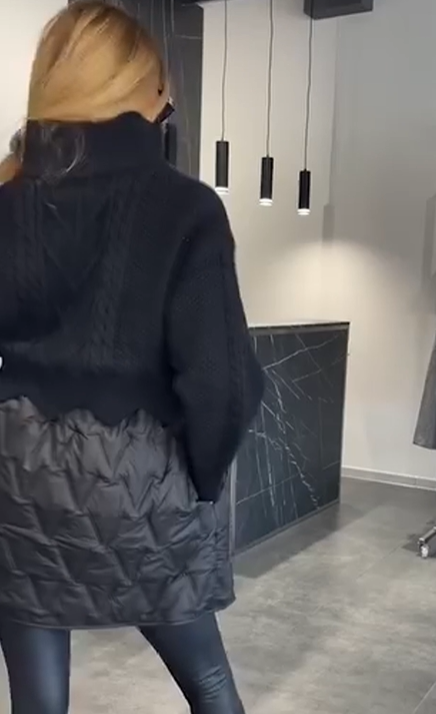 Mid-length Wool Cotton-padded Jacket