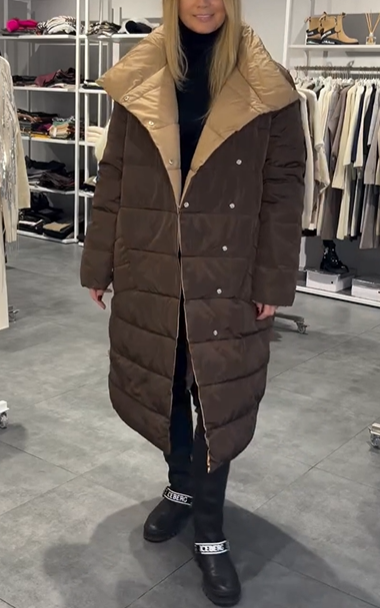 Brown Reversible Double-Breasted Long Down Jacket