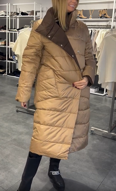 Brown Reversible Double-Breasted Long Down Jacket