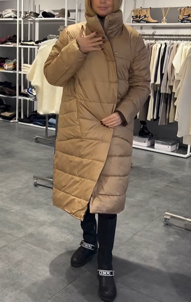 Brown Reversible Double-Breasted Long Down Jacket