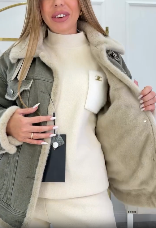 Denim Jacket with Faux Fur Lining
