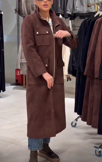 Long suede trench coat
