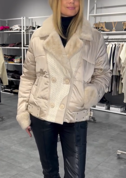 Quilted Jacket with Faux Fur and Knit Details