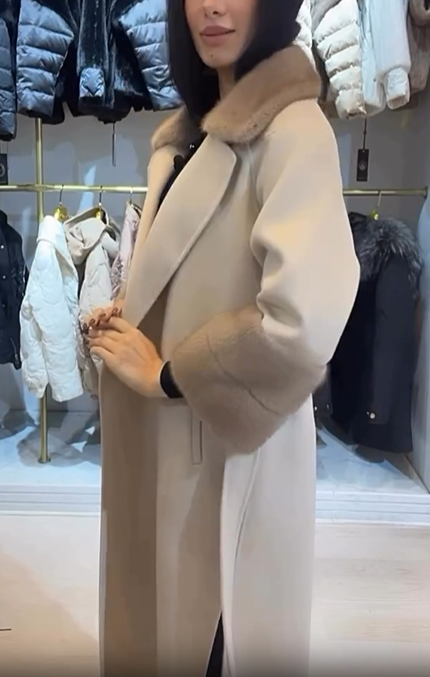 Wool - Blend Coat with Faux Fur Accents