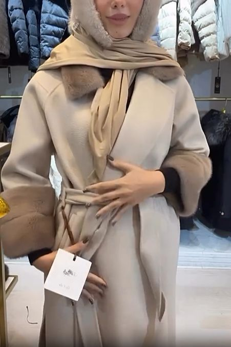 Wool - Blend Coat with Faux Fur Accents