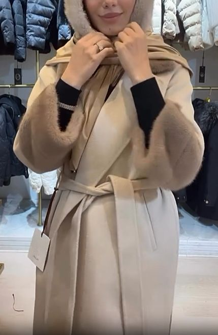 Wool - Blend Coat with Faux Fur Accents