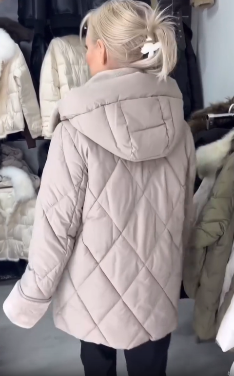 Quilted Puffer Jacket with Shearling - Style Trim