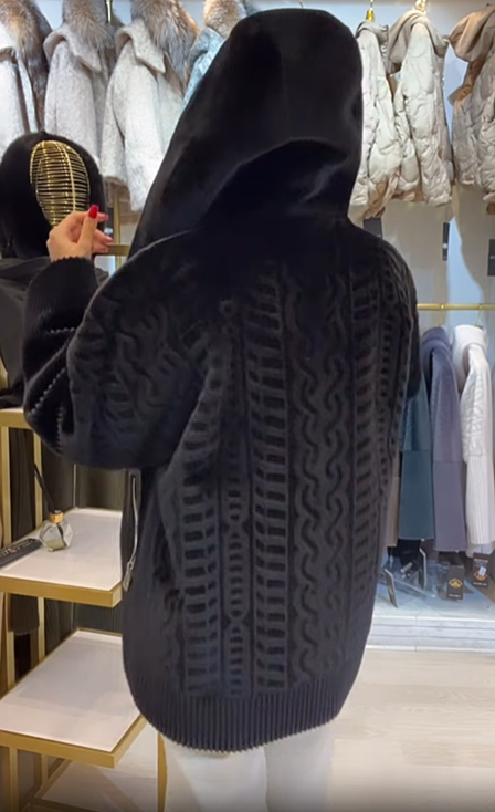 Textured Faux Fur Hooded Jacket