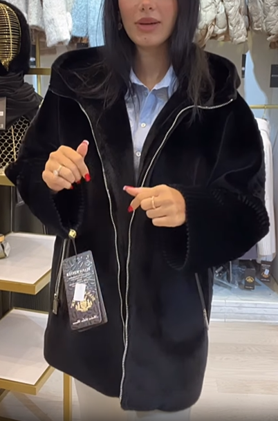 Textured Faux Fur Hooded Jacket