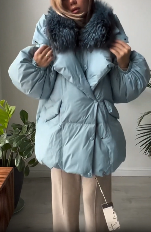 Faux Fur-Trimmed Oversized Puffer Coat