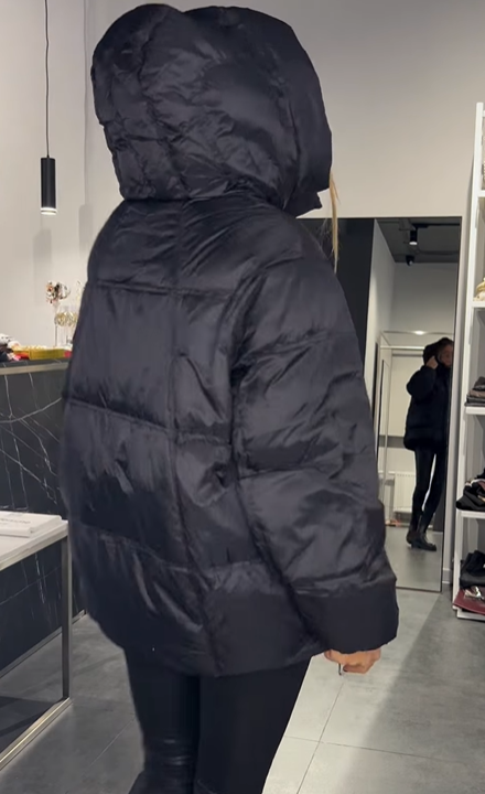 Plum Puffy Hooded Puffer Jacket