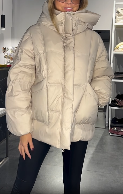 Plum Puffy Hooded Puffer Jacket