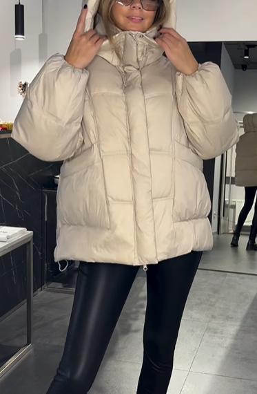 Plum Puffy Hooded Puffer Jacket