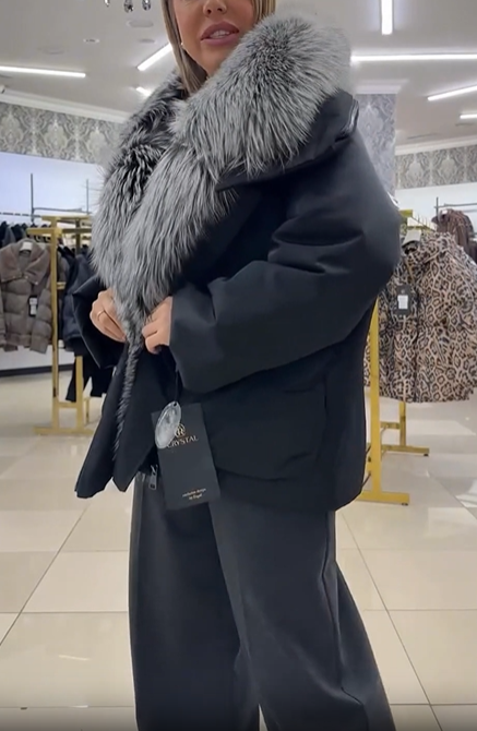 Oversized Puffer Jacket with Faux Fur Collar