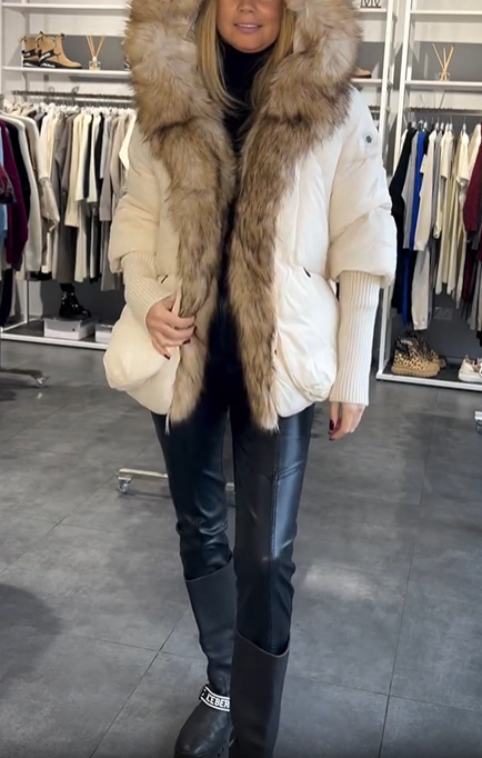 Black Faux Fur - Trimmed Down Jacket