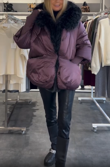 Black Faux Fur - Trimmed Down Jacket