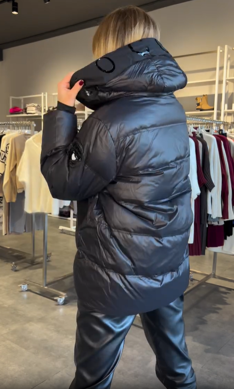 Hooded Puffer Coat with Branded Detail Accents