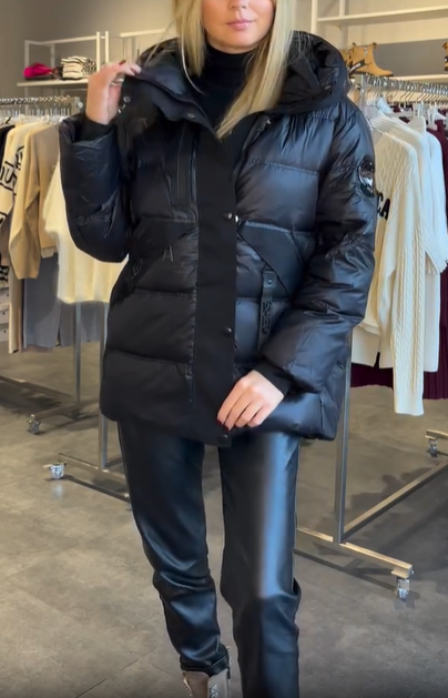 Hooded Puffer Coat with Branded Detail Accents