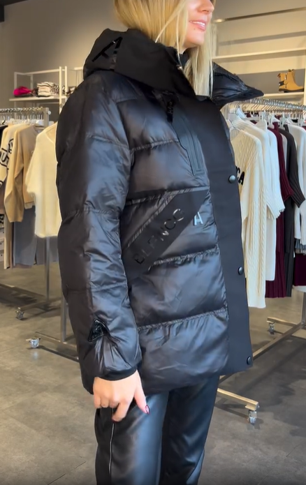 Hooded Puffer Coat with Branded Detail Accents