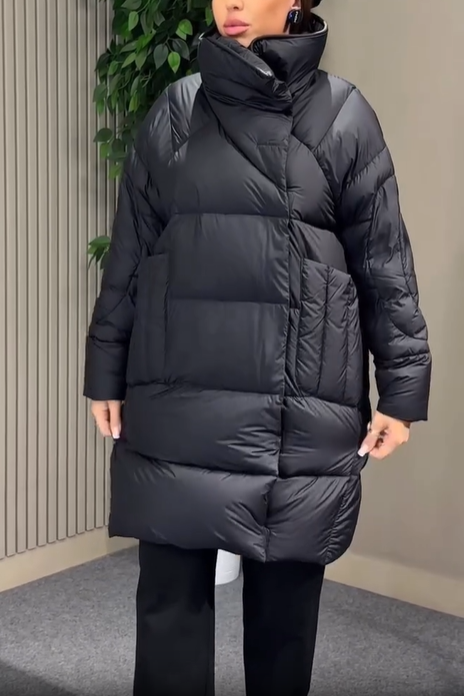 Magnetic Snap Mid-Length Puffer Jacket