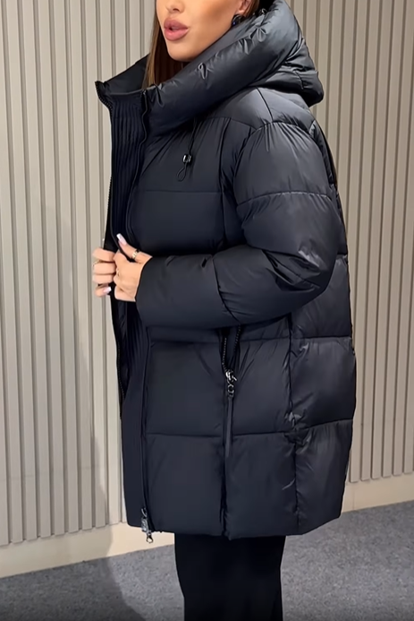 Quilted Hooded Puffer Coat with Adjustable Drawstrings