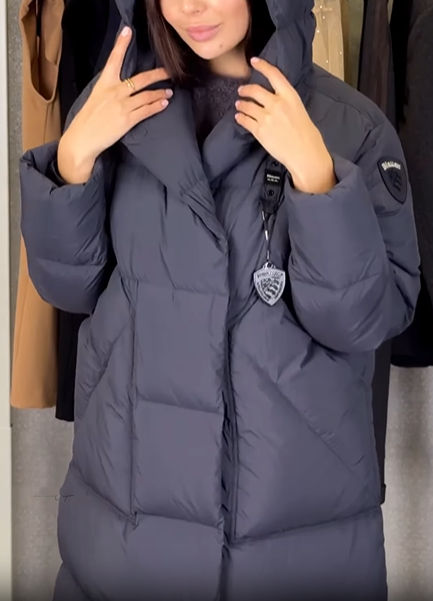 Hooded Long-Length Puffer Coat with Magnetic Closure