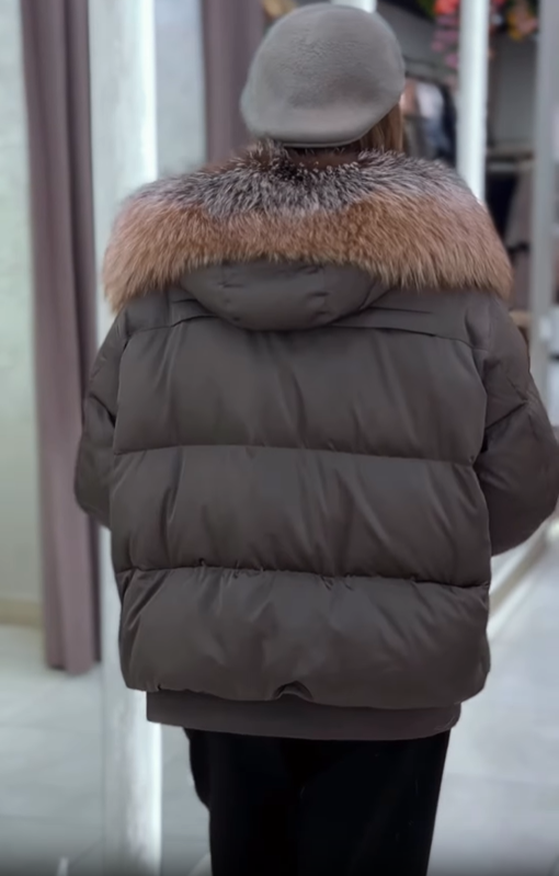 Oversized Cropped Puffer Jacket with Faux Fur Collar & Hood