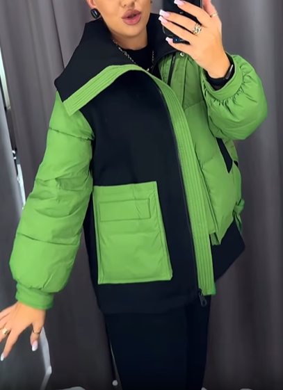 2-in-1 Puffer Jacket & Vest Set with Contrast Panels