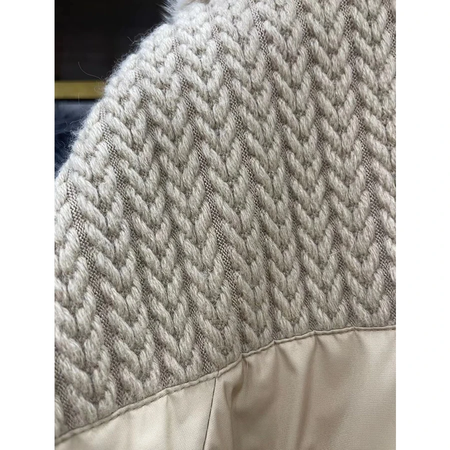 Quilted Down Jacket with Faux Fur Trim