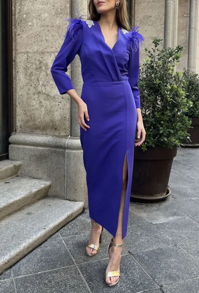 Very Peri Appliques Silver Dress