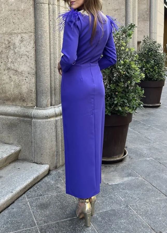 Very Peri Appliques Silver Dress