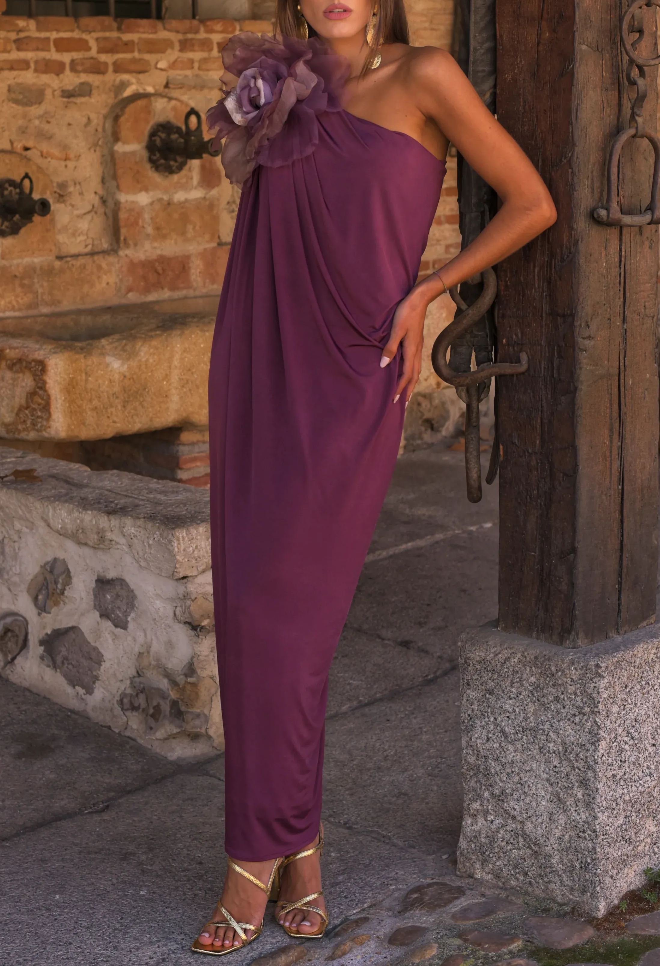 Purple One Shoulder Dress