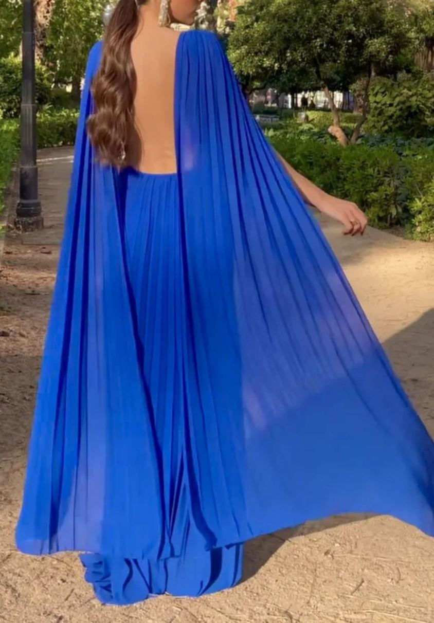 Mauve Cape Pleated Dress